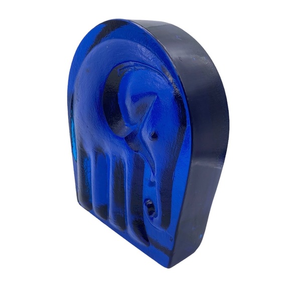 Pair of vintage Blenko cobalt blue glass elephant bookends - Picture 8 of 11